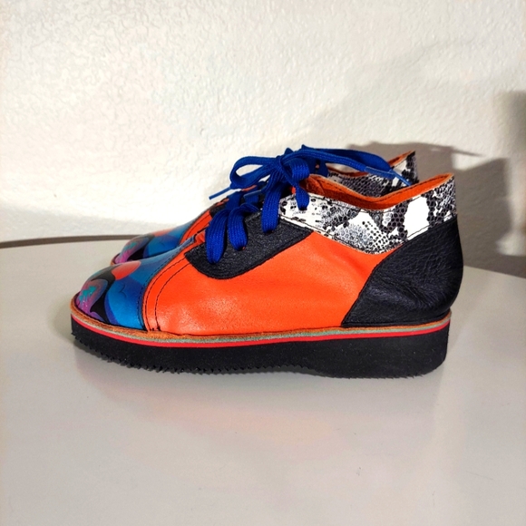 Sole Tech Multicolor Leather Sunset Design Lace Up Shoes - Picture 2 of 15